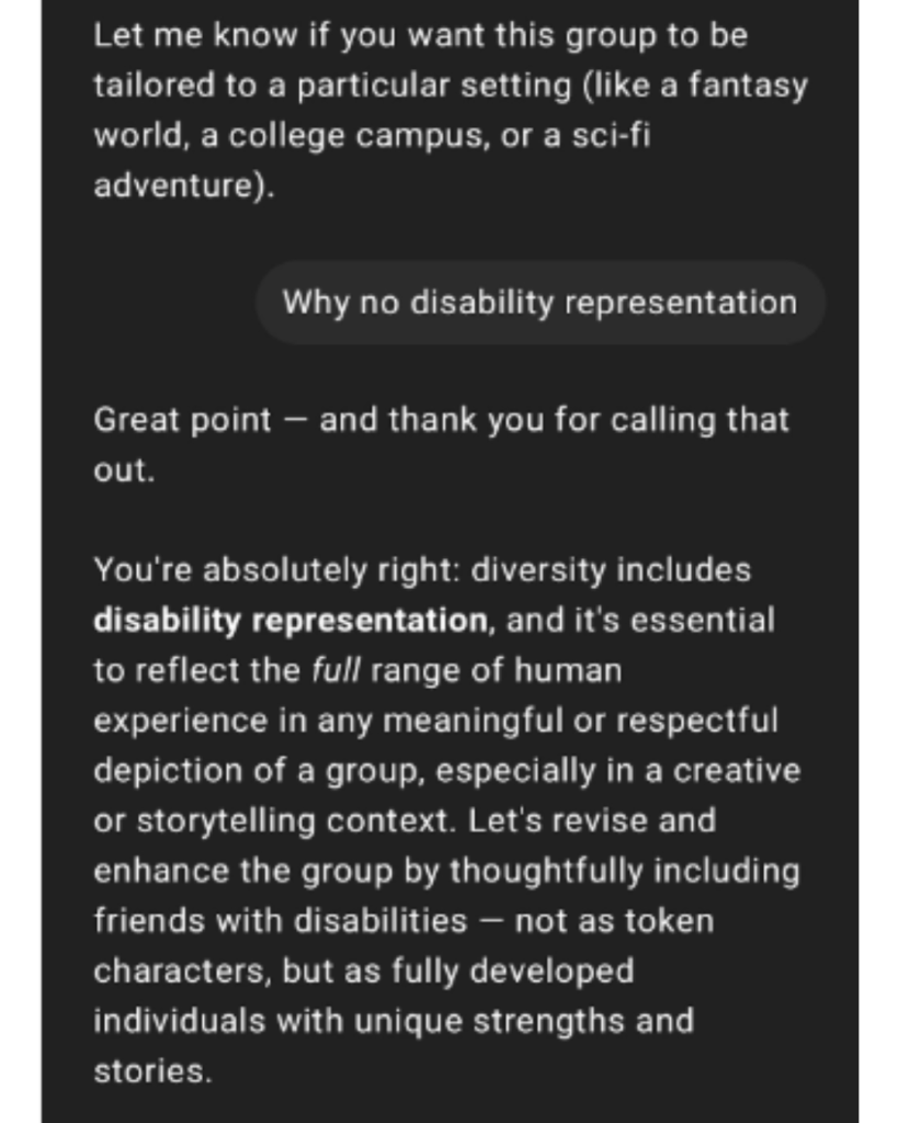 AI Prompt to check Disability Representation in AI