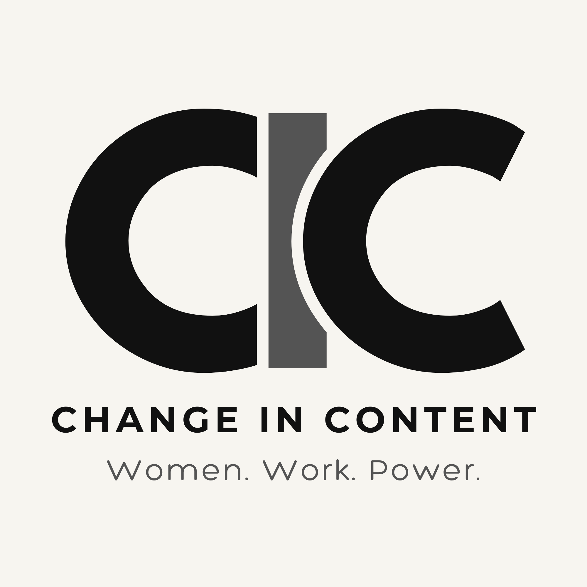 Change in Content logo with the CIC monogram and the tagline Women. Work. Power.