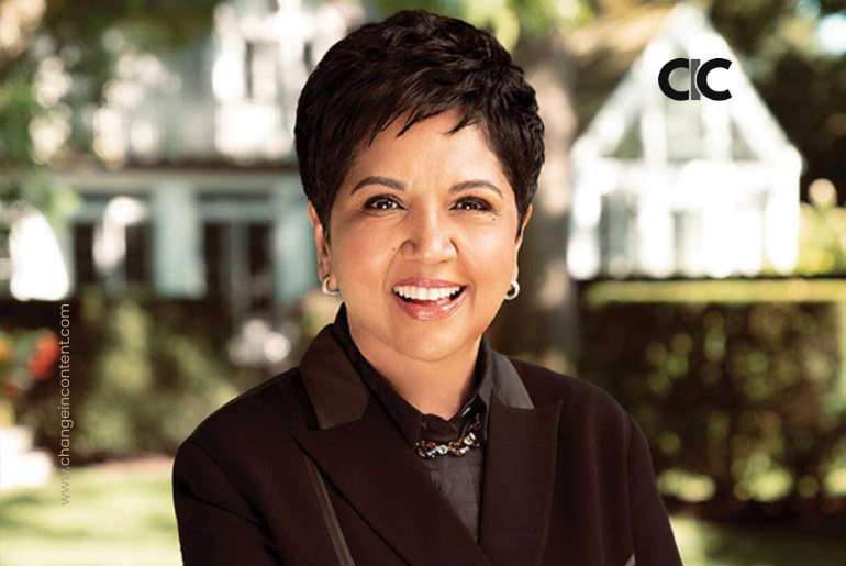 A picture of Indira Nooyi, representing the debate on women CEOs in India.